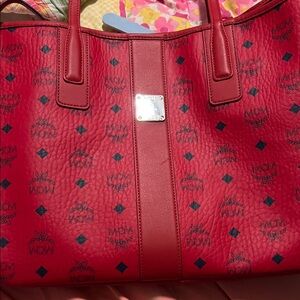 MCM Red Leather reversible Tote